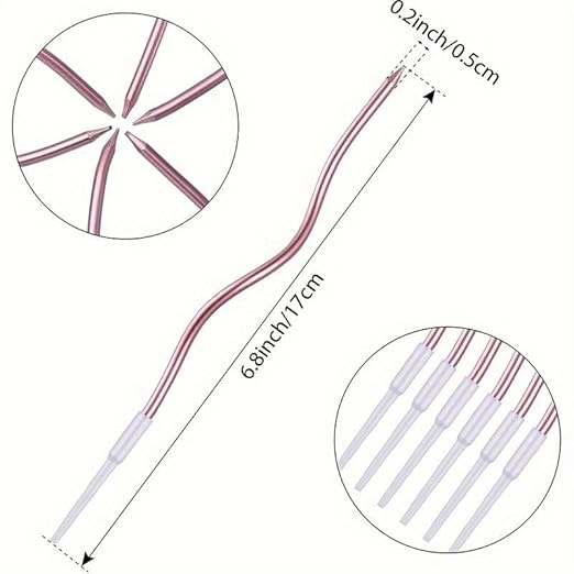 AMFIN (Set of 6) Spiral Birthday Candles with Holders for Cake