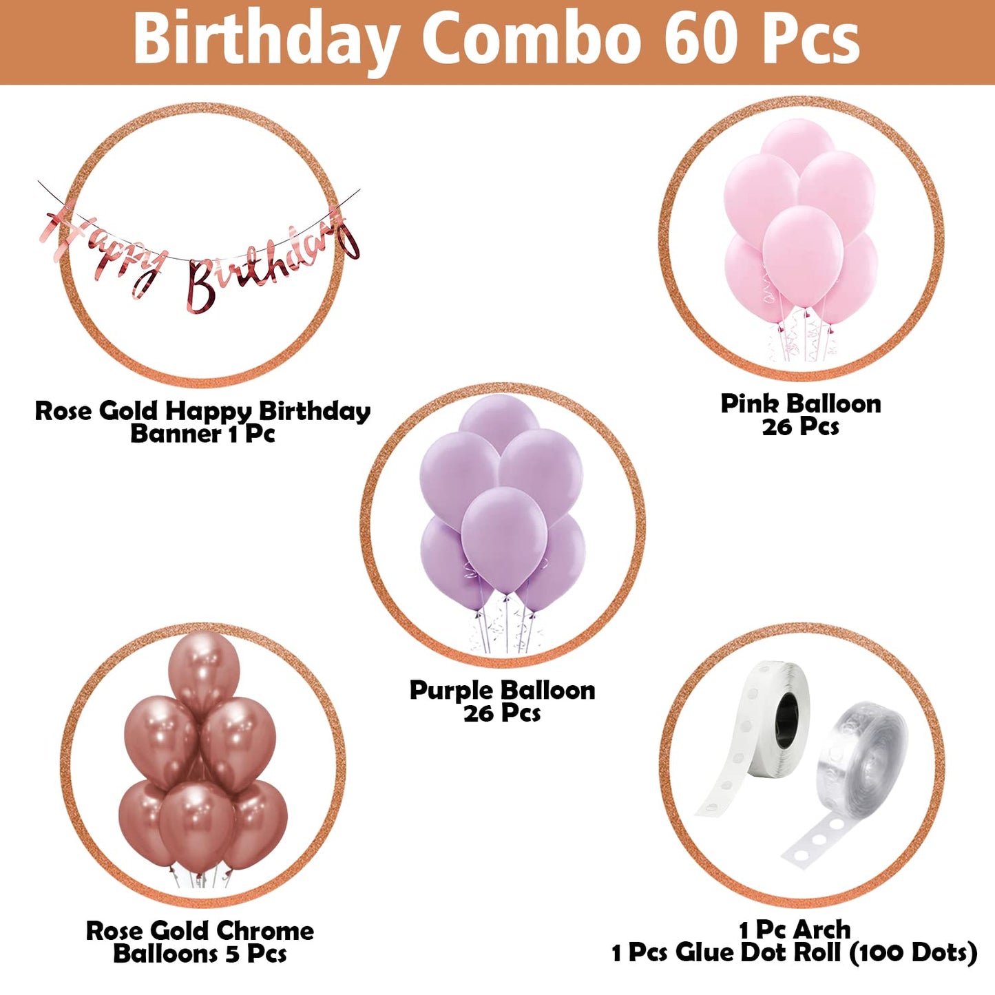 Party Propz Birthday Decoration Set – Pack of 60 Balloons for Celebrations