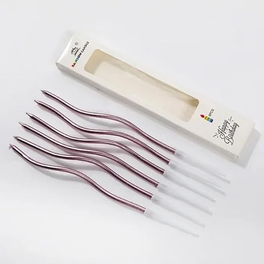 AMFIN (Set of 6) Spiral Birthday Candles with Holders for Cake
