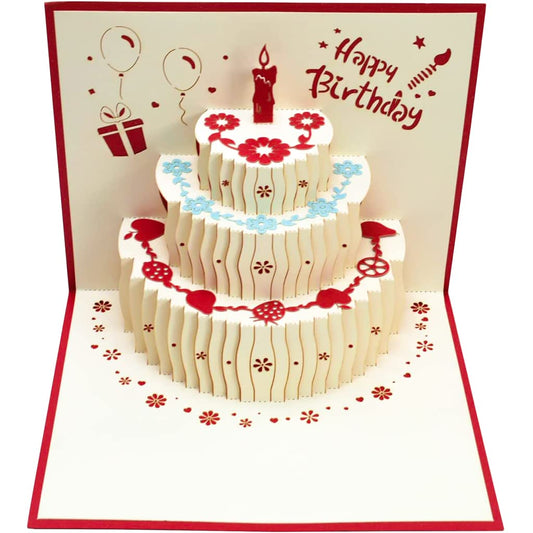 HASTHIP® Birthday Greeting Card – 3D Pop-Up Design with Envelope, Features a Birthday Cake Theme, Perfect for Celebrations