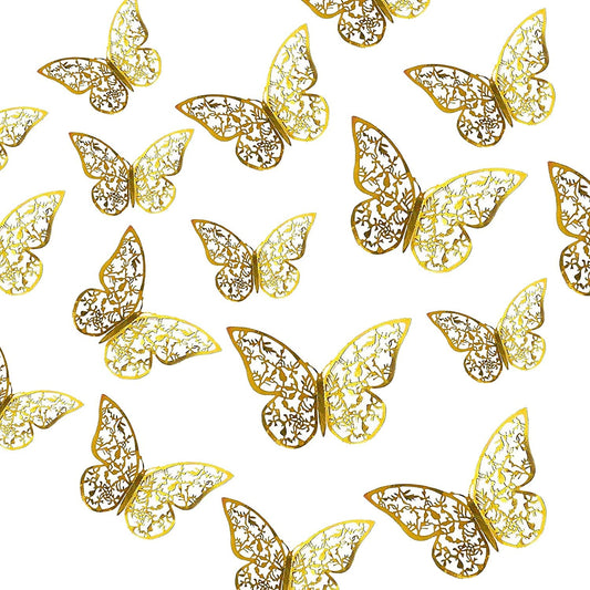 Rakso Butterfly-Themed Birthday Decoration Set – 12-Piece Golden Butterfly Decorations